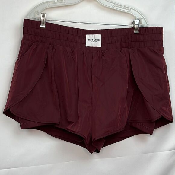 Aerie Offline The Hugger burgundy shorts size XXL NWT - Picture 2 of 13